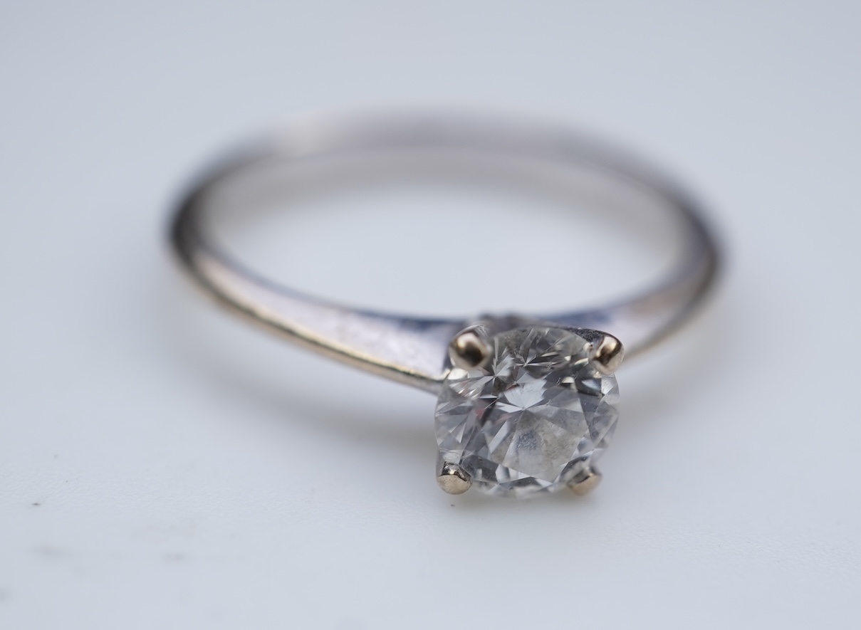 A diamond solitaire ring